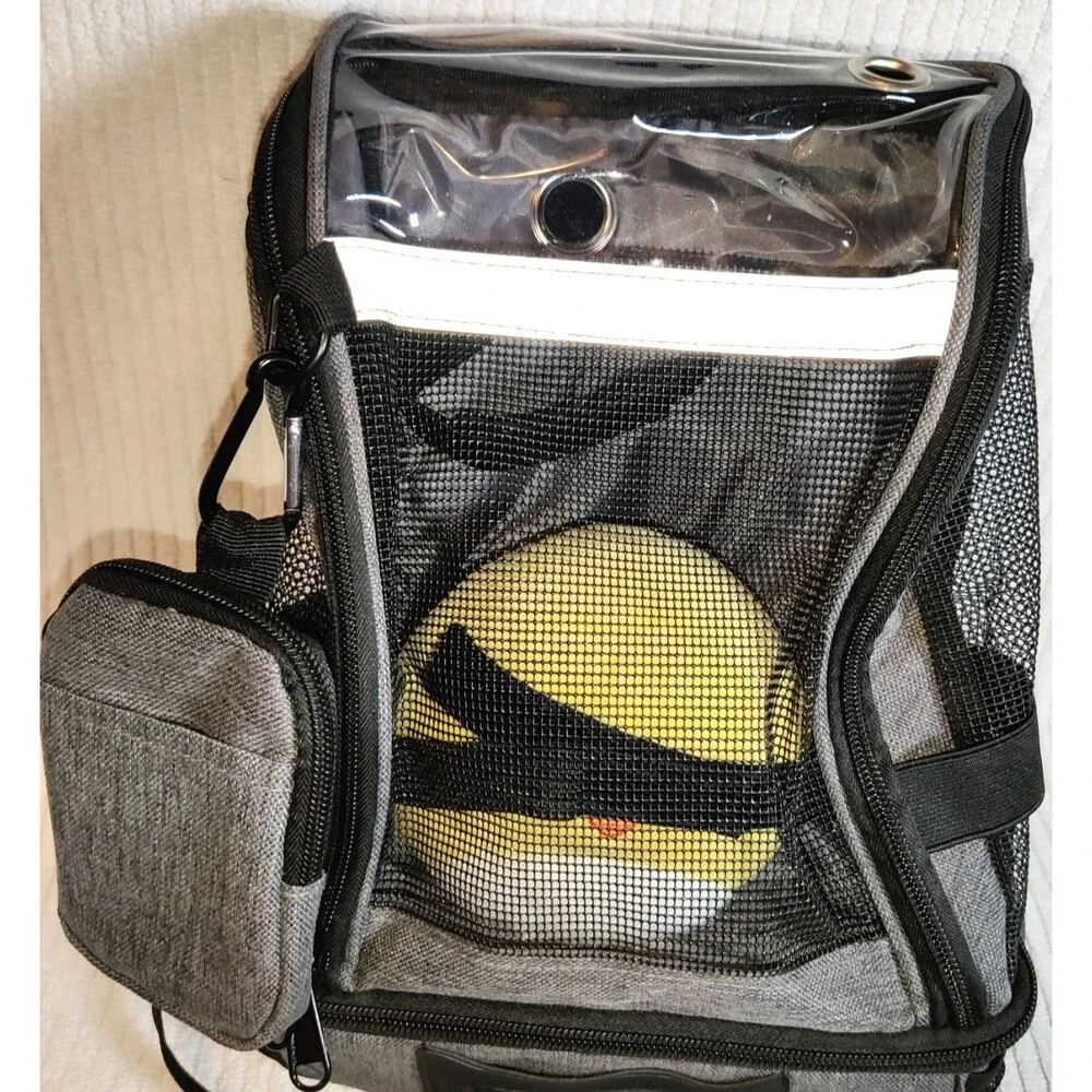 Pet Carrier Backpack Adjustable Shoulders Bag Breathable Mesh with Keychain bag